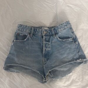 Zara Blue Jean Shorts Distressed Cut-Off Style